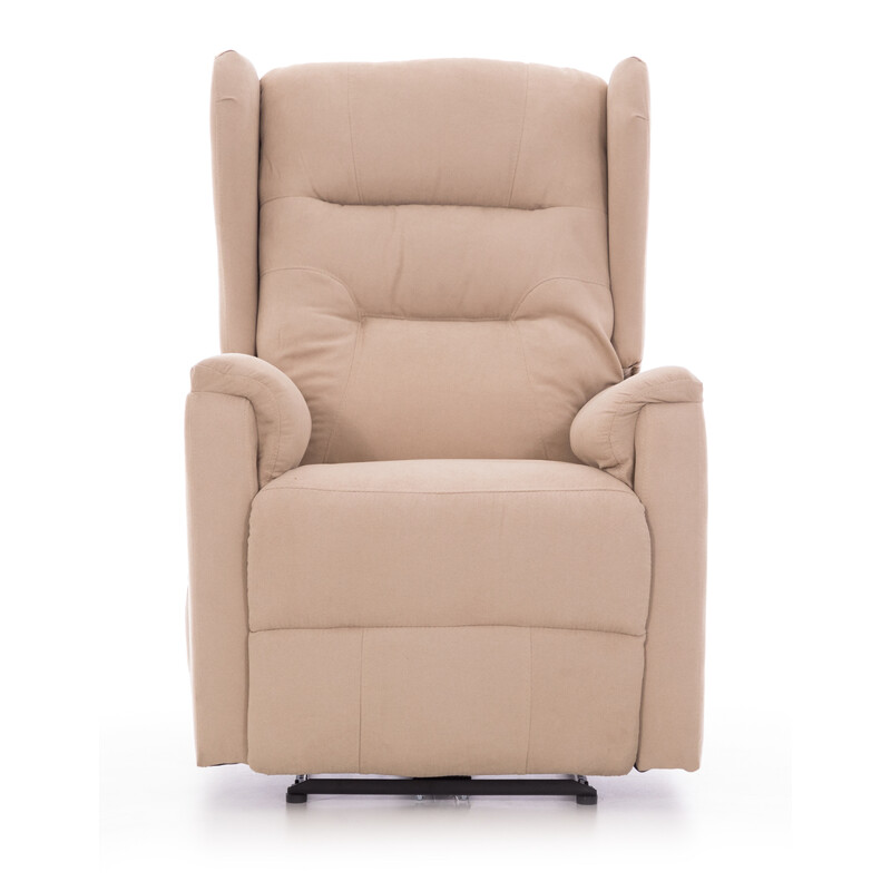 Relaxačné polohovacie kreslo COMFORT Ušiak - béžová látka - NEFUNKČNÉ POLOHOVANIE + VÝROBNÁ VADA - CHYBNÁ VÝPLŇ V OPIERKE HLAVY