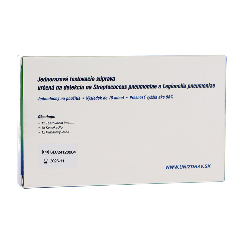 Rýchlotest 2v1 na Streptococcus pneumoniae a Legionella pneumoniae, 1ks