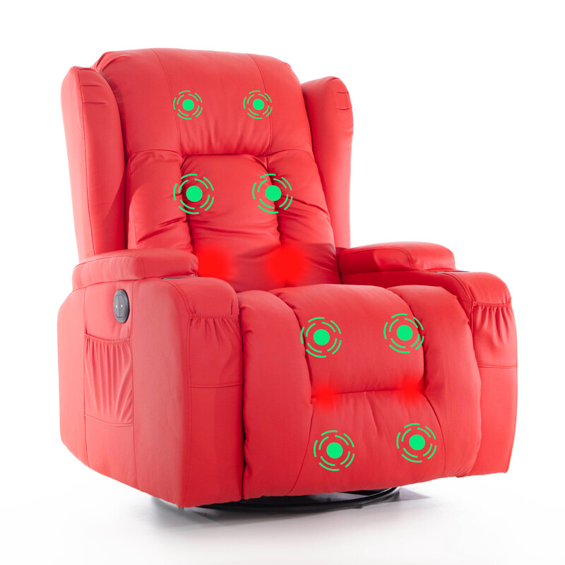 Relaxačné polohovacie kreslo, červená eko koža - DOPREDAJ PREVEDENIA