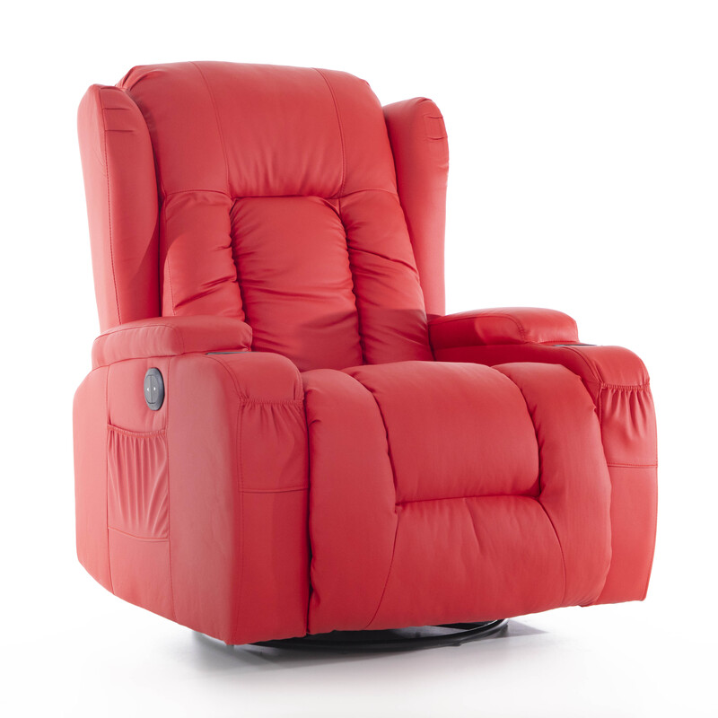 Relaxačné polohovacie kreslo, červená eko koža - DOPREDAJ PREVEDENIA