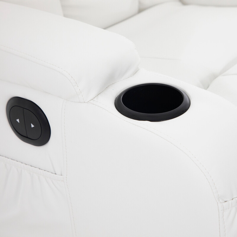 Relaxačné polohovacie kreslo, biela eko koža - DOPREDAJ PREVEDENIA