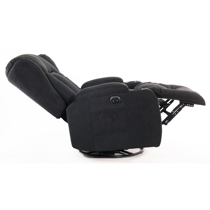 Relaxačné polohovacie kreslo, béžová látka - MIERNE ŠPINAVÁ SEDACIA ČASŤ