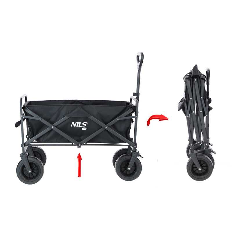 Skladací prepravný vozík s nosnosťou 90kg, čierny