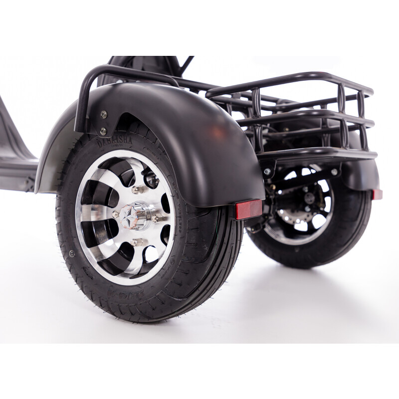 Elektrický CHOPPER UNIZDRAV PRO trojkolesový – výkonný 2000 W motor - NAJAZDENÝCH 56 KM, MIERNE ŠKRABANCE NA BLATNÍKU