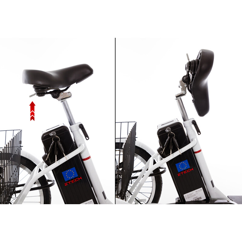 Trojkolesový elektrický bicykel Tornádo ZTECH, biely