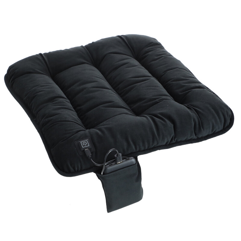 Prenosný vyhrievací vankúš na sedenie, čierny