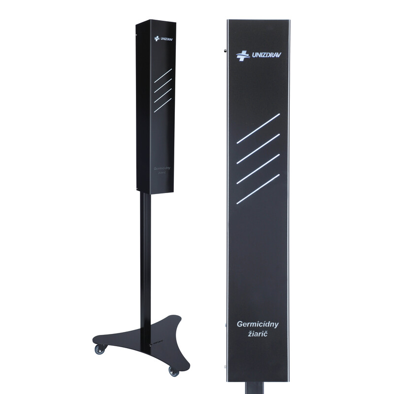 Germicídny žiarič UNIZDRAV uzavretý mobilný – čierne vyhotovenie - MIERNE ODRETÁ HRANA NA ŽIARIČI