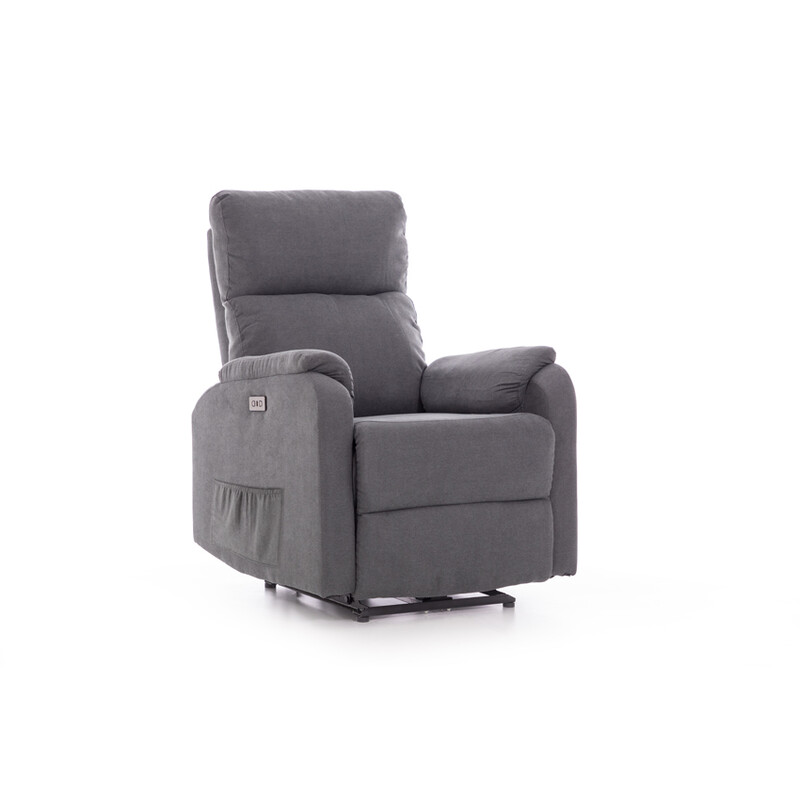 Relaxačné polohovacie kreslo COMFORT s funkciou masáže a výhrevu, antracitová látka