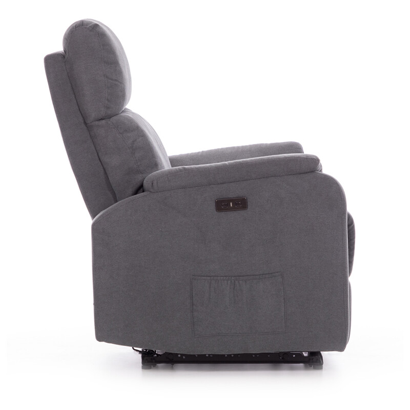 Relaxačné polohovacie kreslo COMFORT s funkciou masáže a výhrevu, antracitová látka