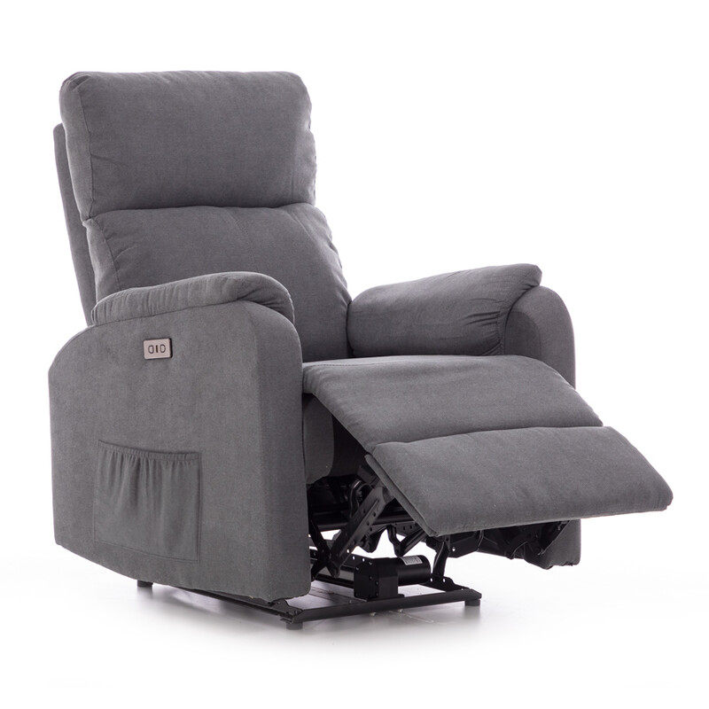 Relaxačné polohovacie kreslo COMFORT s funkciou masáže a výhrevu, antracitová látka