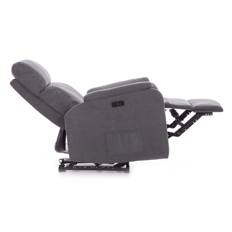 Relaxačné polohovacie kreslo COMFORT s funkciou masáže a výhrevu, antracitová látka - POŠKODENÉ, MIERNE NAKLONENÉ