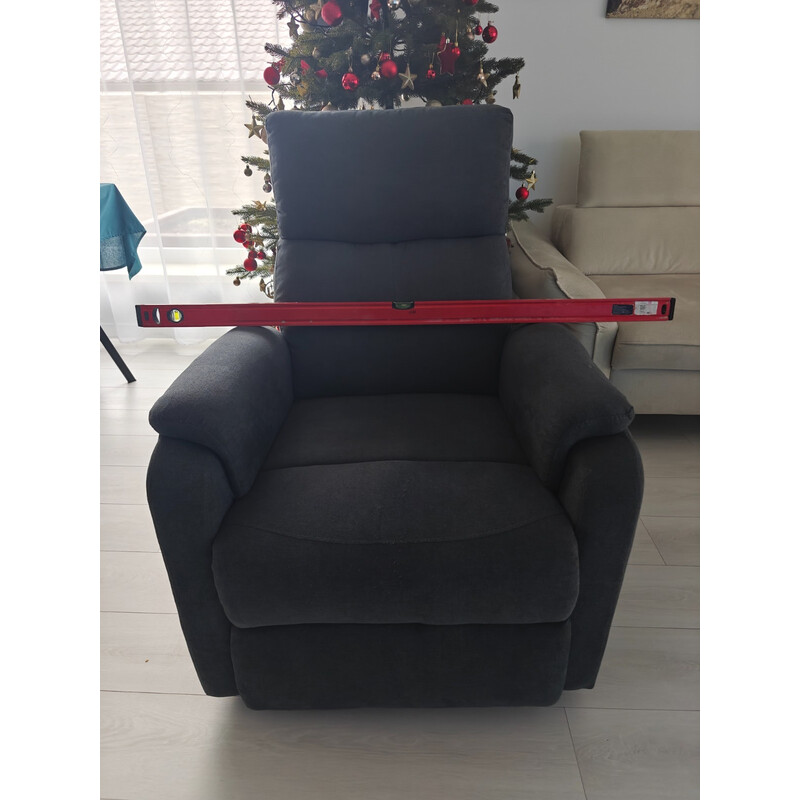 Relaxačné polohovacie kreslo COMFORT s funkciou masáže a výhrevu, antracitová látka - POŠKODENÉ, MIERNE NAKLONENÉ