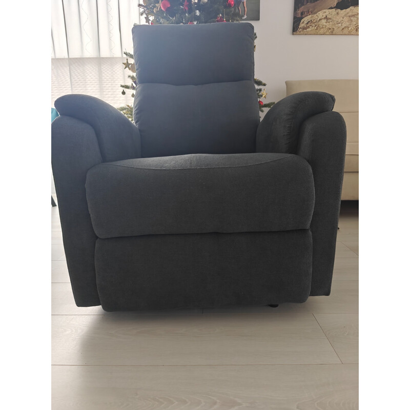 Relaxačné polohovacie kreslo COMFORT s funkciou masáže a výhrevu, antracitová látka - POŠKODENÉ, MIERNE NAKLONENÉ
