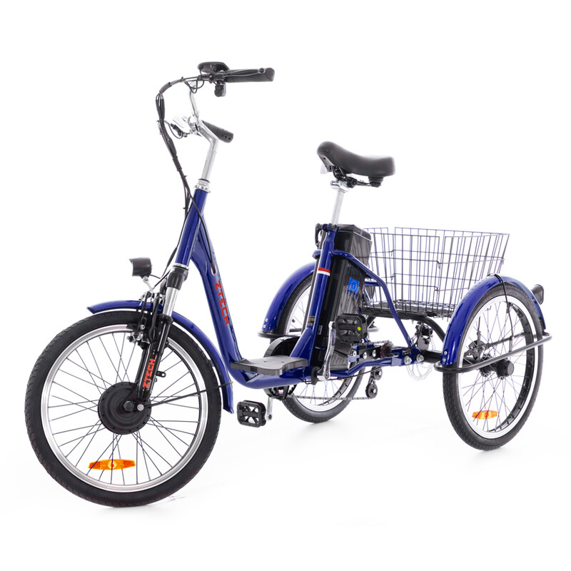 Trojkolesový elektrický bicykel Tornádo ZTECH, modrý - PRELIAČINA NA PREDNOM BLATNÍKU