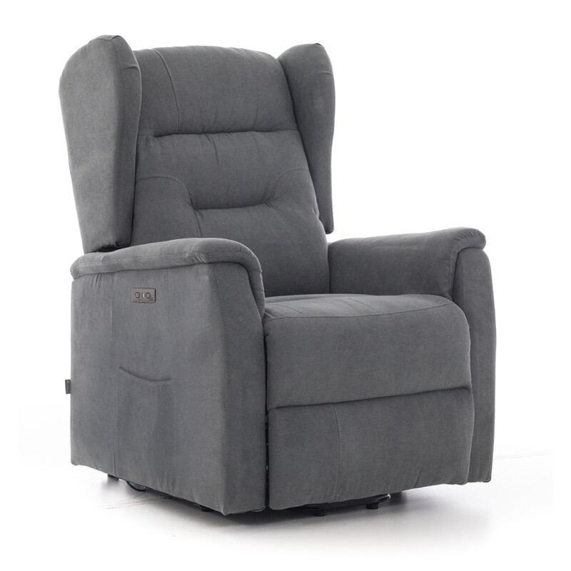 Relaxačné polohovacie kreslo COMFORT Ušiak s funkciou masáže a výhrevu, antracitová látka