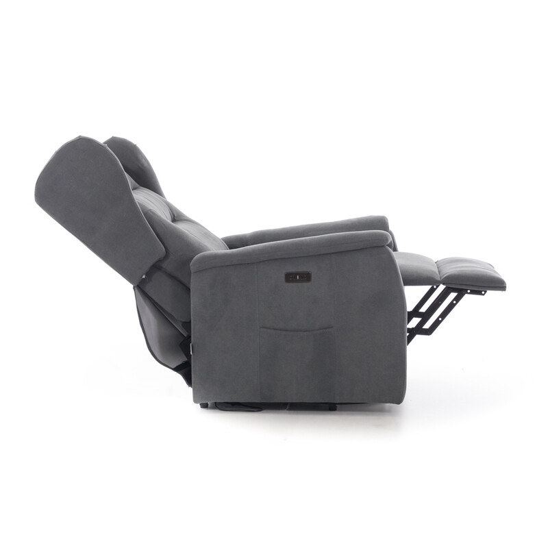 Relaxačné polohovacie kreslo COMFORT Ušiak s funkciou masáže a výhrevu, antracitová látka