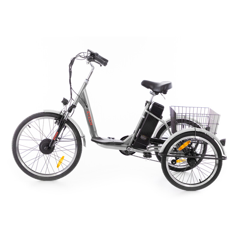 Trojkolesový elektrický bicykel Tornádo ZTECH, strieborný
