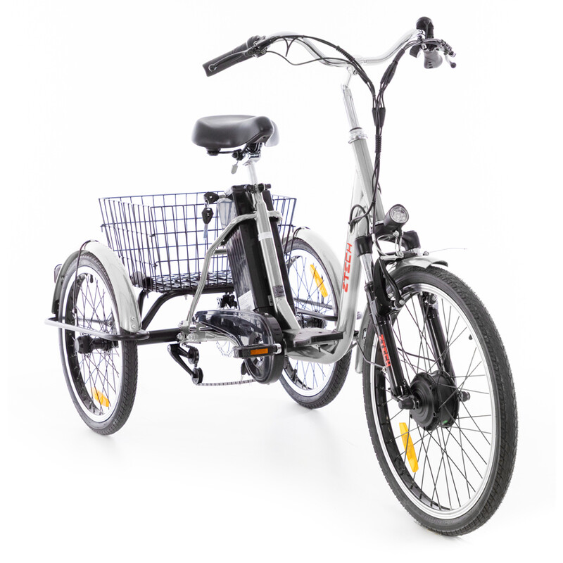 Trojkolesový elektrický bicykel Tornádo ZTECH, strieborný