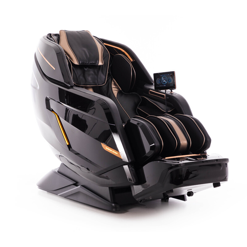Masážne elektrické kreslo LUX 4D MASSAGER, čiernozlaté (Zánovný kus)