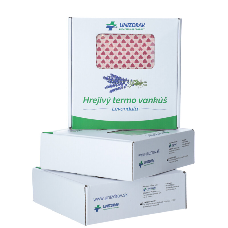 Hrejivý termo vankúš UNIZDRAV Levanduľa Srdcia - POŠKODENÝ PÔVODNÝ OBAL