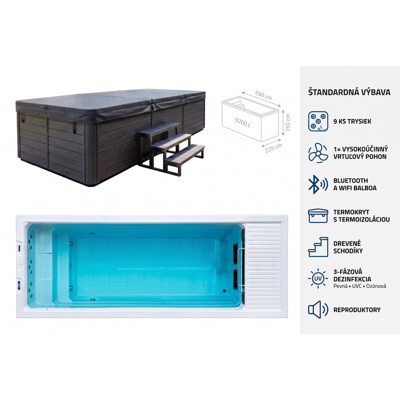 Plavecký bazén s protiprúdom AquaFlow Pro SUNRANS SR860A