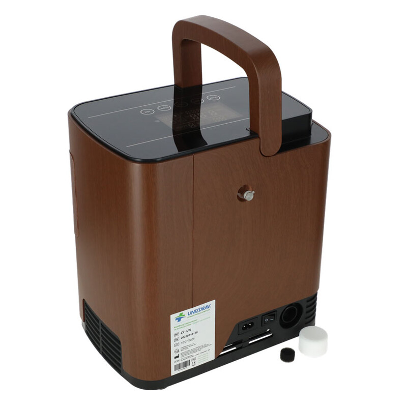 Kyslíkový koncentrátor s hlasovým výstupom UNIZDRAV, 7 l/min, imitácia dreva (Zánovný kus)