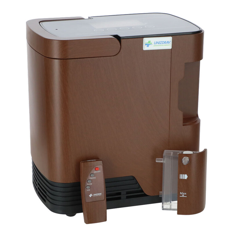 Kyslíkový koncentrátor s hlasovým výstupom UNIZDRAV, 7 l/min, imitácia dreva (Používaný kus)