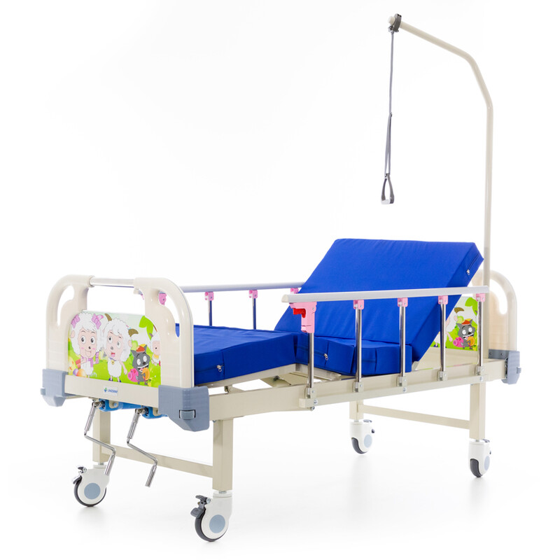 Detská mechanická polohovacia posteľ s matracom UNIZDRAV