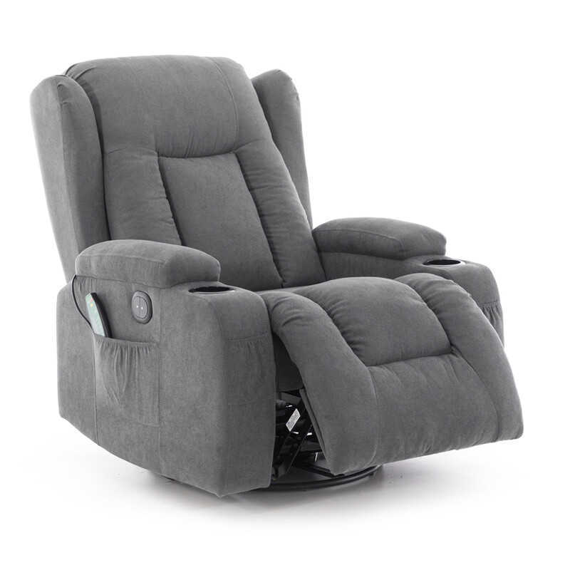 Relaxačné polohovacie kreslo, antracitová látka - VÝSTAVNÝ KUS, BEZ MASÁŽE NÔH