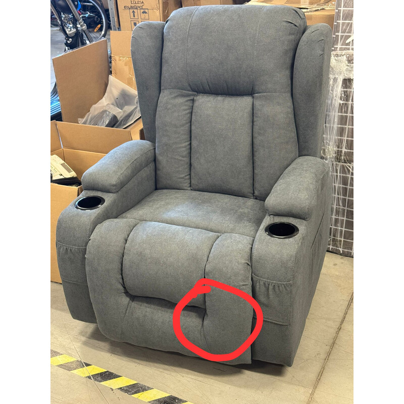 Relaxačné polohovacie kreslo, antracitová látka - VÝSTAVNÝ KUS, BEZ MASÁŽE NÔH