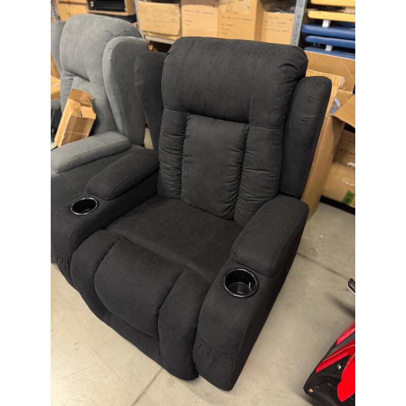 Relaxačné polohovacie kreslo, čierna látka (Rozbalený kus)