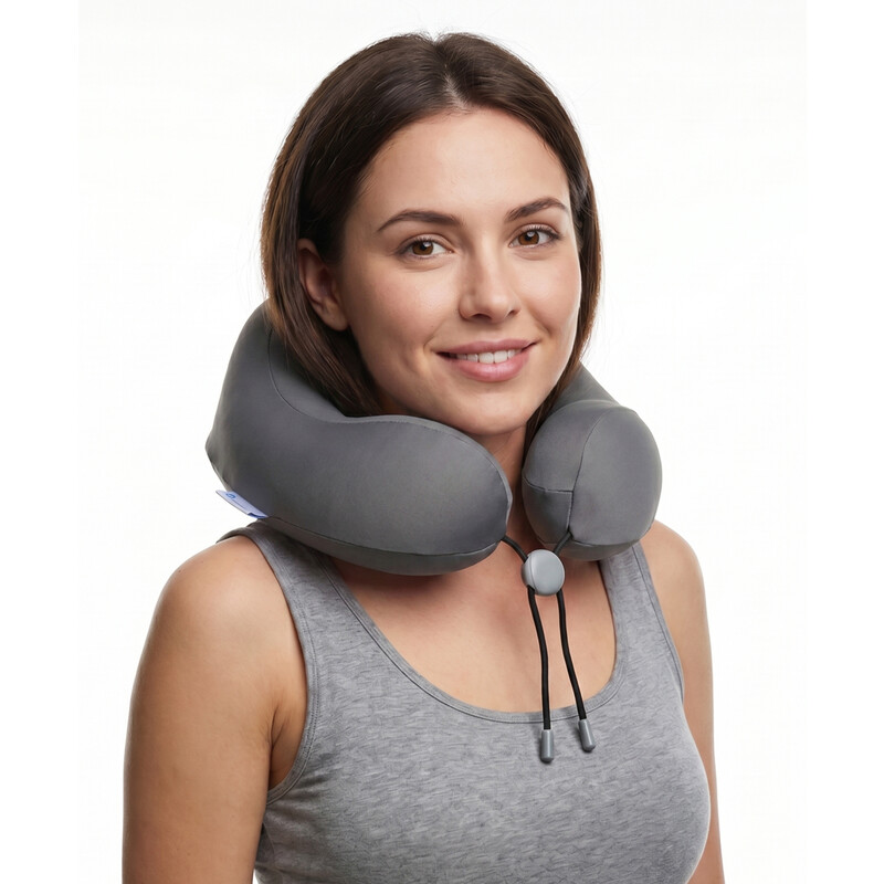 Cestovný ergonomický vankúš z pamäťovej peny, antracitový