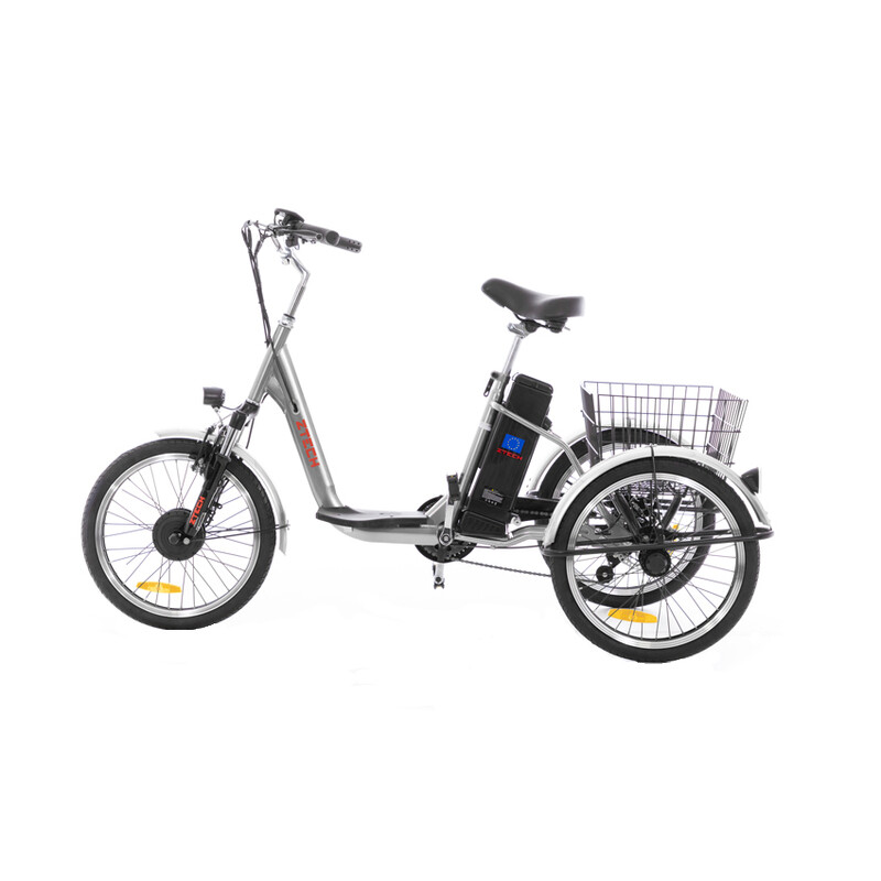 Trojkolesový elektrický bicykel Tornádo ZTECH, strieborný
