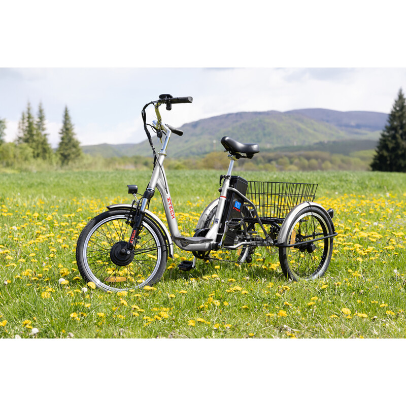 Trojkolesový elektrický bicykel Tornádo ZTECH, strieborný