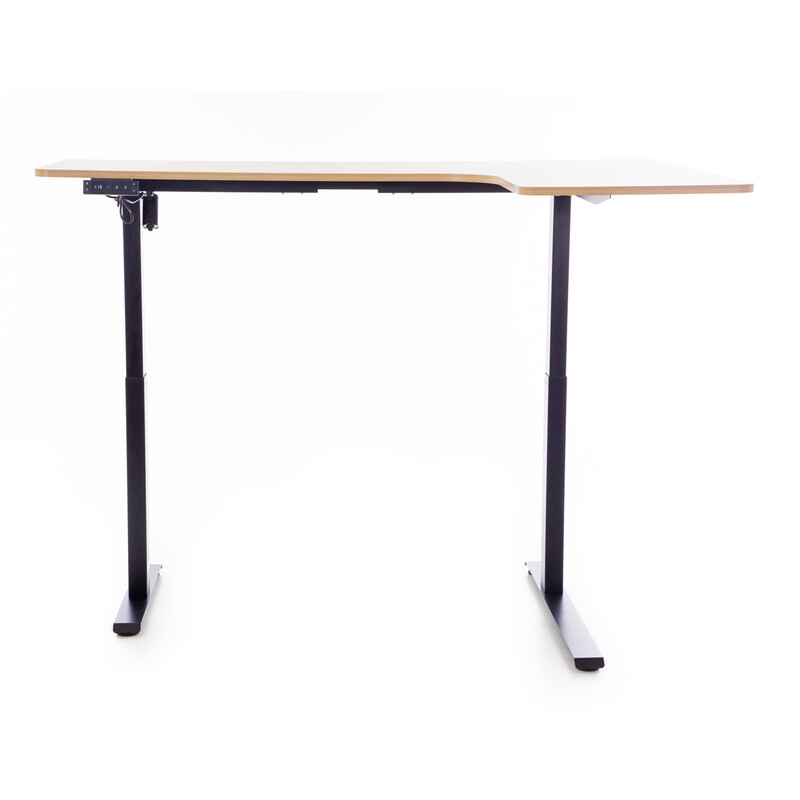 Výškovo nastaviteľný stôl UNIZDRAV 160x110 cm, hnedý dub – pravý roh