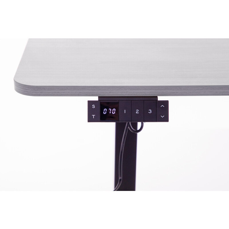 Výškovo nastaviteľný stôl UNIZDRAV 160x110 cm, sivý – pravý roh