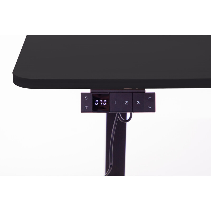 Výškovo nastaviteľný stôl UNIZDRAV 160x110 cm, čierny – pravý roh