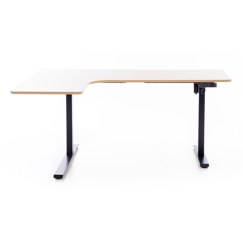 Výškovo nastaviteľný stôl UNIZDRAV 160x110 cm, hnedý dub – ľavý roh