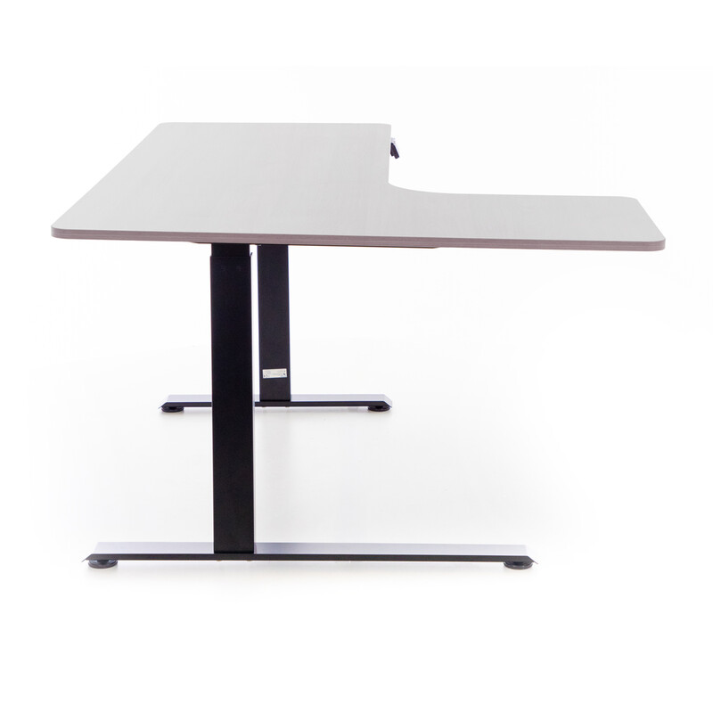 Výškovo nastaviteľný stôl UNIZDRAV 160x110 cm, sivý – ľavý roh