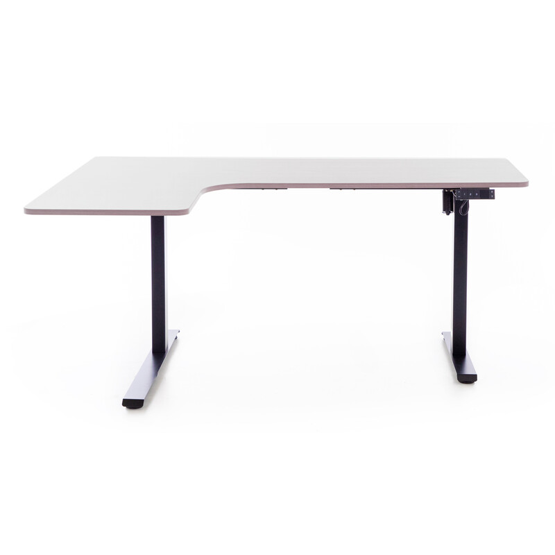 Výškovo nastaviteľný stôl UNIZDRAV 160x110 cm, sivý – ľavý roh