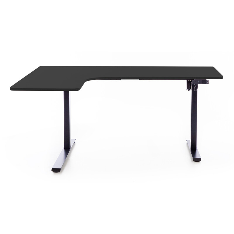 Výškovo nastaviteľný stôl UNIZDRAV 160x110 cm, čierny – ľavý roh