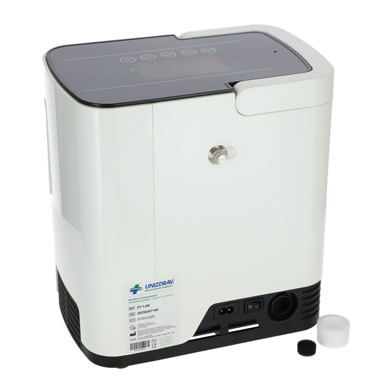 Kyslíkový koncentrátor s hlasovým výstupom UNIZDRAV, 7 l/min, biely (Používaný kus)