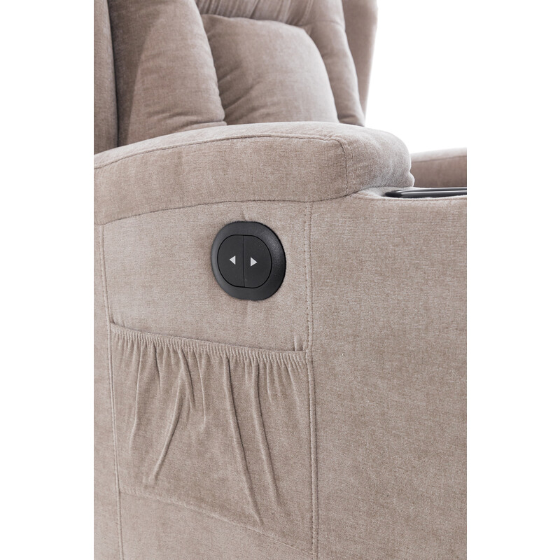 Relaxačné polohovacie kreslo, tmavobežová látka (Rozbalený kus)