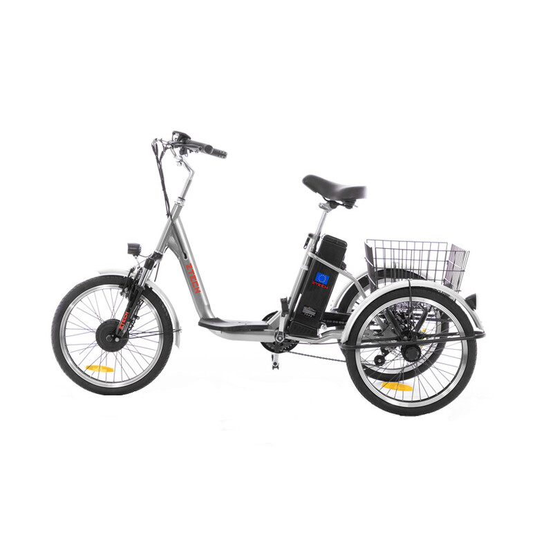 Trojkolesový elektrický bicykel Tornádo ZTECH, strieborný (Rozbalený kus)